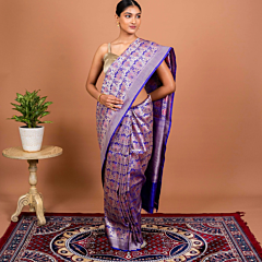Gul Handwoven Banarasi Silk Saree Purple
