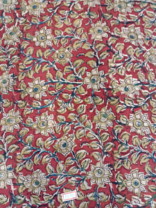 Kalamkari Hand Block Print Cotton Cambric Fabric Multicolor 1 Meter (KBPF117)
