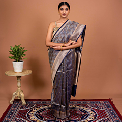 Navrang Handwoven Banarasi Saree in Deep Blue