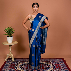 Tribogh Handwoven Banarasi Saree in Blue