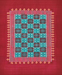 Green Sambalpuri Handwoven Cotton Single Bed Sheet SMCBED1308