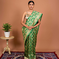 Nasreen Handwoven Banarasi Saree in Green