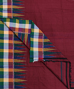 Maroon Sambalpuri Handwoven Ikat Cotton Dhoti Gamuchha SFCJOD1473