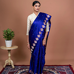 Mayur Border Handwoven Banarasi Saree Regal Purple