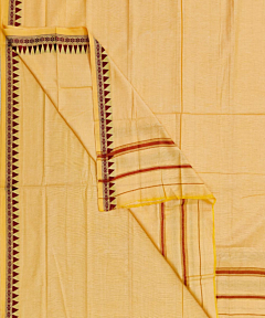 Yellow Sambalpuri Handwoven Ikat Cotton Dhoti Gamuchha SFSJOD1598