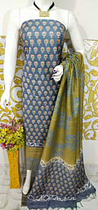 Katan Salab Discharge Print Unstitched Suit Set - Top, Bottom & Dupatta | Heavy Quality