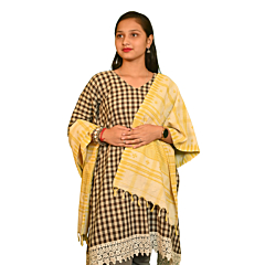 Kotpad Handwoven Cotton Dupatta Natural Yellow with Tribal Motifs | Odisha Handloom
