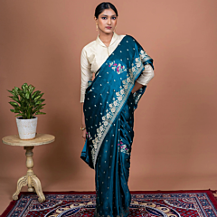 Nirvana Handwoven Banaras Saree Turquoise