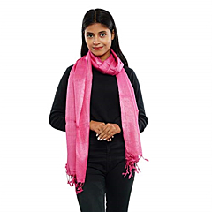 Pure Handloom Tasar Silk Dyed Stole | Pink