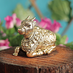 Brass Nandi Idol | Nandi Bull Statue for Home Temple & Shiv Pooja, BH11360