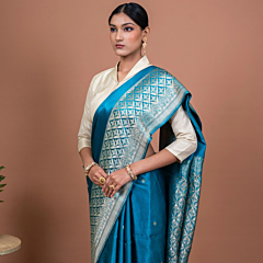 Triveni Handwoven Banarasi Saree Turquoise