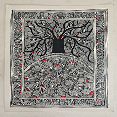 Handcrafted Tree of life Madhubani Painting 