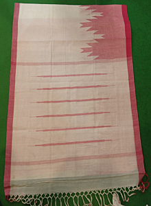 Handmade Ponduru Khadi Jamdani Saree with blouse piece I White 