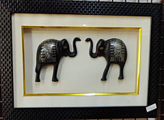Handcrafted Bidriware Elephant Harmony Frame I Black & Silver