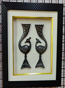 Handcrafted Bidri Art Peacock Wall Frame 