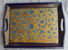 Handcrafted Kashmiri Wooden Serving Tray I Multicolour
