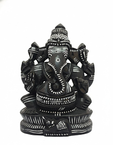 Hand-Carved White Stone Ganesha Idol I 6 by 5 inches