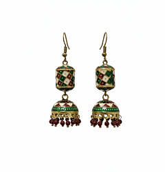 Handcrafted Meenakari Enamel Hoop Earrings I length 7 cms