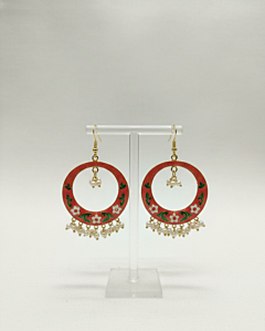 Handcrafted Meenakari Enamel Hoop Earrings I Length 7 cms