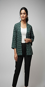 Handmade Ikat Shrug | Emerald Green