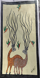 Handcrafted Gond Art Deer Painting |12*10 inch without frame 