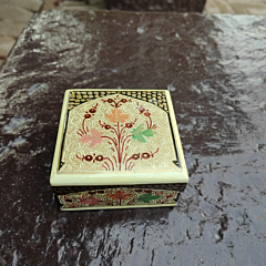 Handcrafted Chinar Motif Wooden Jewellery Box| 3x3 inches