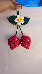 Crochet Strawberry Keychain Double Strawberry