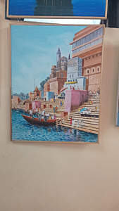 Varanasi Ghat Acrylic Painting
