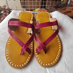 Handcrafted Pure Leather Slippers| Mustard
