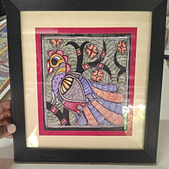 Hand-Painted Madhubani Mayur Painting| 12*12*4