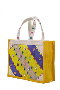 Handcrafted Embroidered Jute Shopping Bag