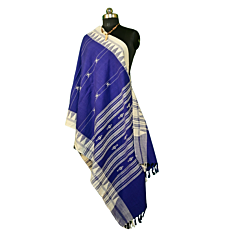 Authentic Kotpad Handloom Cotton Dupatta | Natural Dyed Tribal Weave | Indigo Blue Dupatta with White Traditional Motifs | Handwoven by Koraput Artisans 