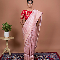 Sitara Handwoven Banaras Saree in Pink