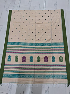 Bengal Handloom Cotton Saree with Blouse Piece | Buti design | Beige