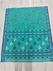 Bengal Handloom Cotton Saree with Blouse Piece | Turquoise 