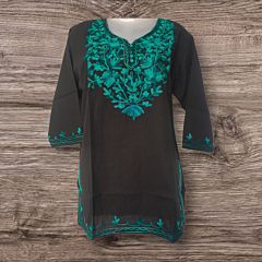 women emboridery pure cotton short kurtis 