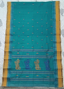 Exclusive 100s/100s cotton Handloom Saree.-Blue