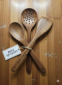 Wooden Natural Oil Finished Spatula Set | 3 Piece