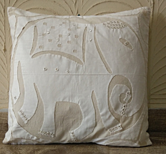 Elephant Off white Cushion Cover