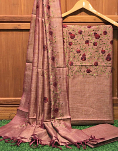 Khadi Cotton Embroidery Suit Piece Set - Premium Unstitched Dress Material