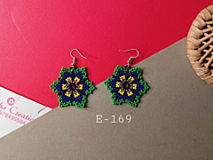 Arctic Starburst Handcrafted Glass Bead Dangle Earrings