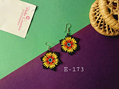 Crimson Feather Handcrafted Glass Bead Dangle Earrings