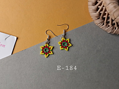 Vibrant Glass Seed Bead Flower Dangle Earrings