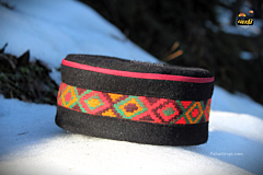 Himachali Cap Topi Also Called Pahadi Topi-Black & Red-Onesize