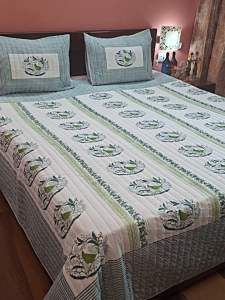 Spring Meadow Quilted Bed Cover with Quilted Pillow Covers