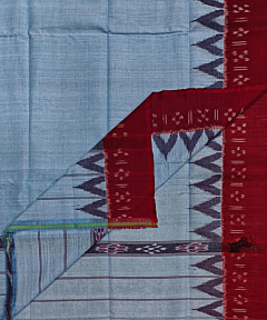 Skyblue Maroon Sambalpuri Handwoven Cotton Gamuchha SFCGAM2111