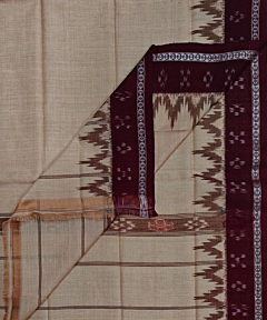 Beige Maroon Sambalpuri Handwoven Cotton Gamuchha SFCGAM2116