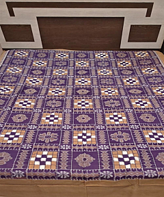Violet Sambalpuri Handwoven Cotton Double Bed Sheet SMCBED2123