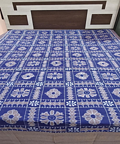 Blue Sambalpuri Handwoven Cotton Double Bed Sheet SMCBED2124
