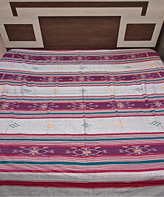 Gray Sambalpuri Handwoven Cotton Double Bed Sheet SMCBED2125